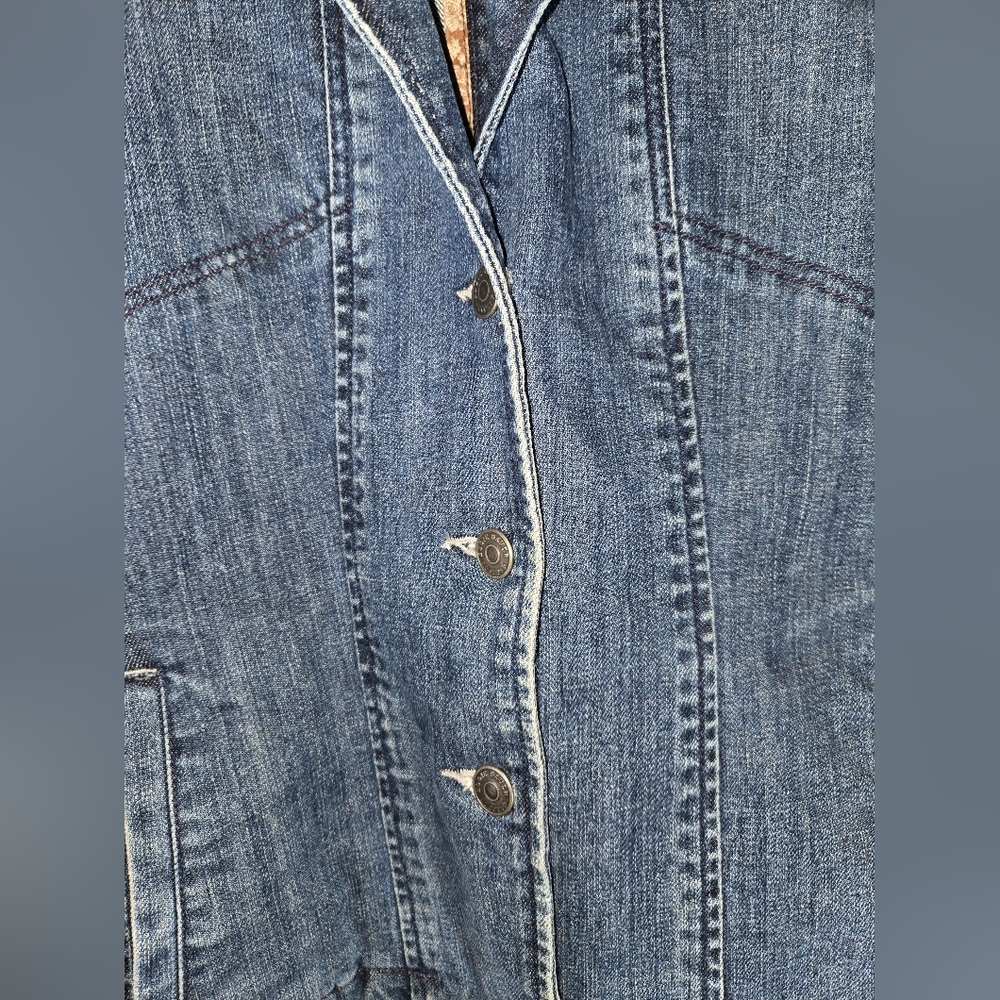 Eddie Bauer Denim Jean Jacket Blazer Button Closure Long Sleeve Pockets sz XL - Picture 3 of 4